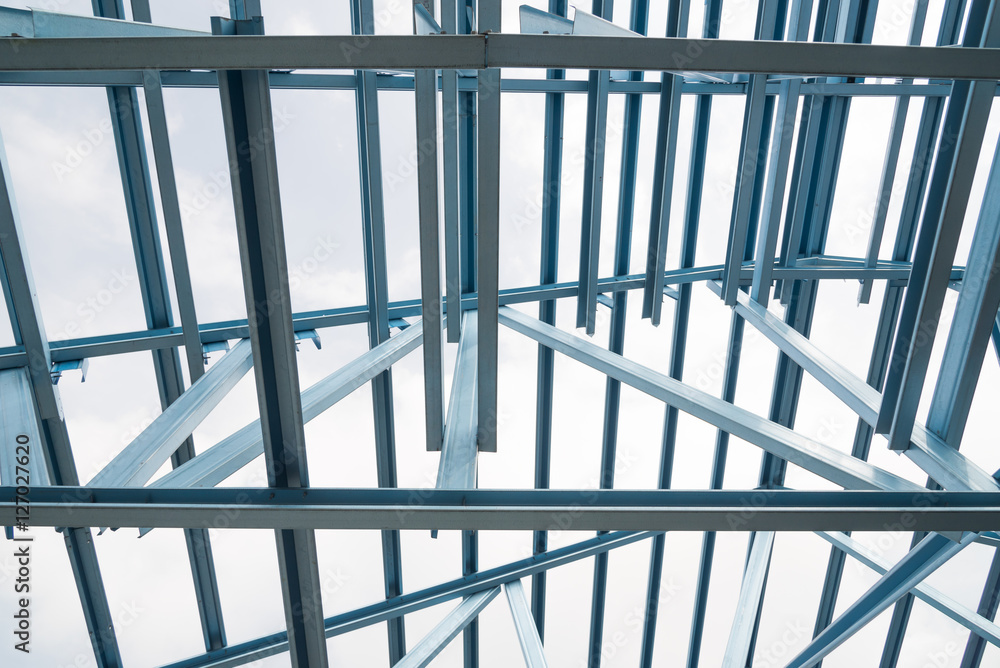 Structure of steel roof. Structure of steel roof.