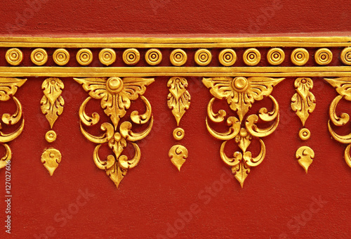 Traditional Thai style flower pattern decorative, stucco gold pa
