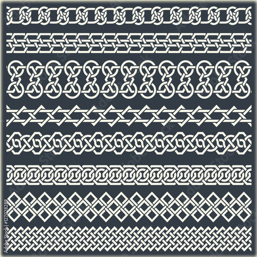 Set of seamless vintage borders in the form of celtic ornament

