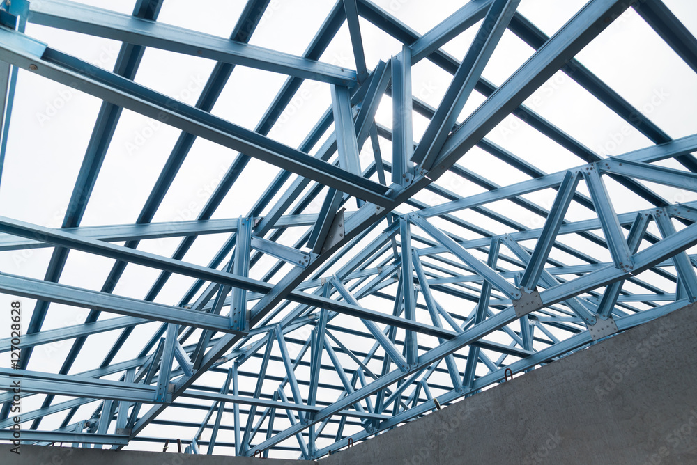 Structure of steel roof. Structure of steel roof.
