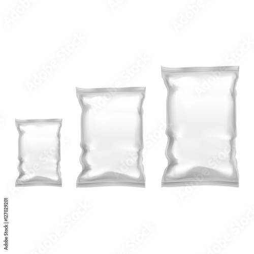 Template Blank Realistic Plastic Pack With Zipper. Vector