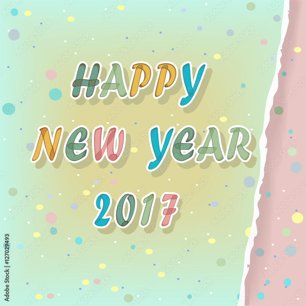 Happy new year 2017. Watercolor Greeting card