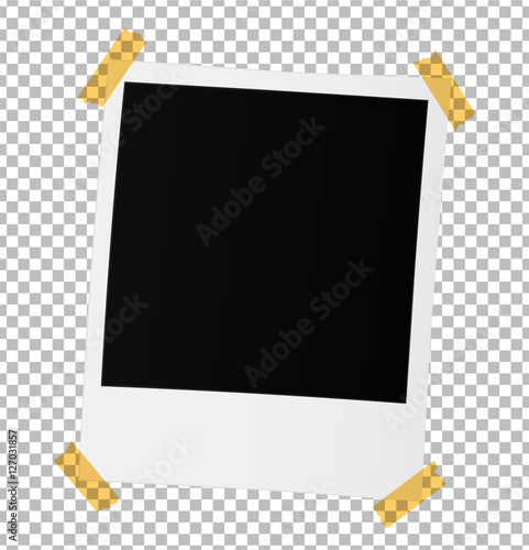 Realistic old photo frame isolated on transparent background.