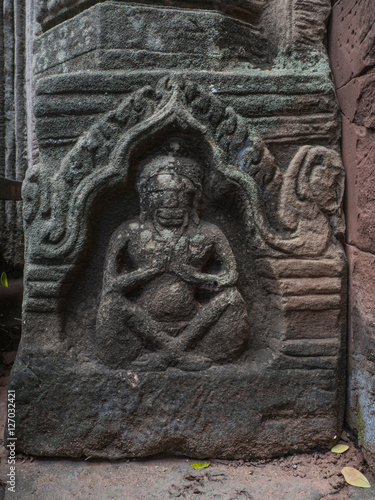 Man or god carving on sand stone at Phimai historical park. Pras