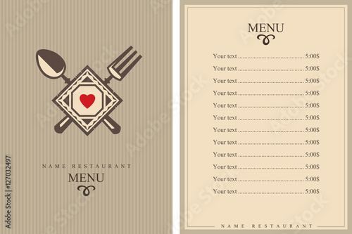 restaurant menu design with spoon and fork