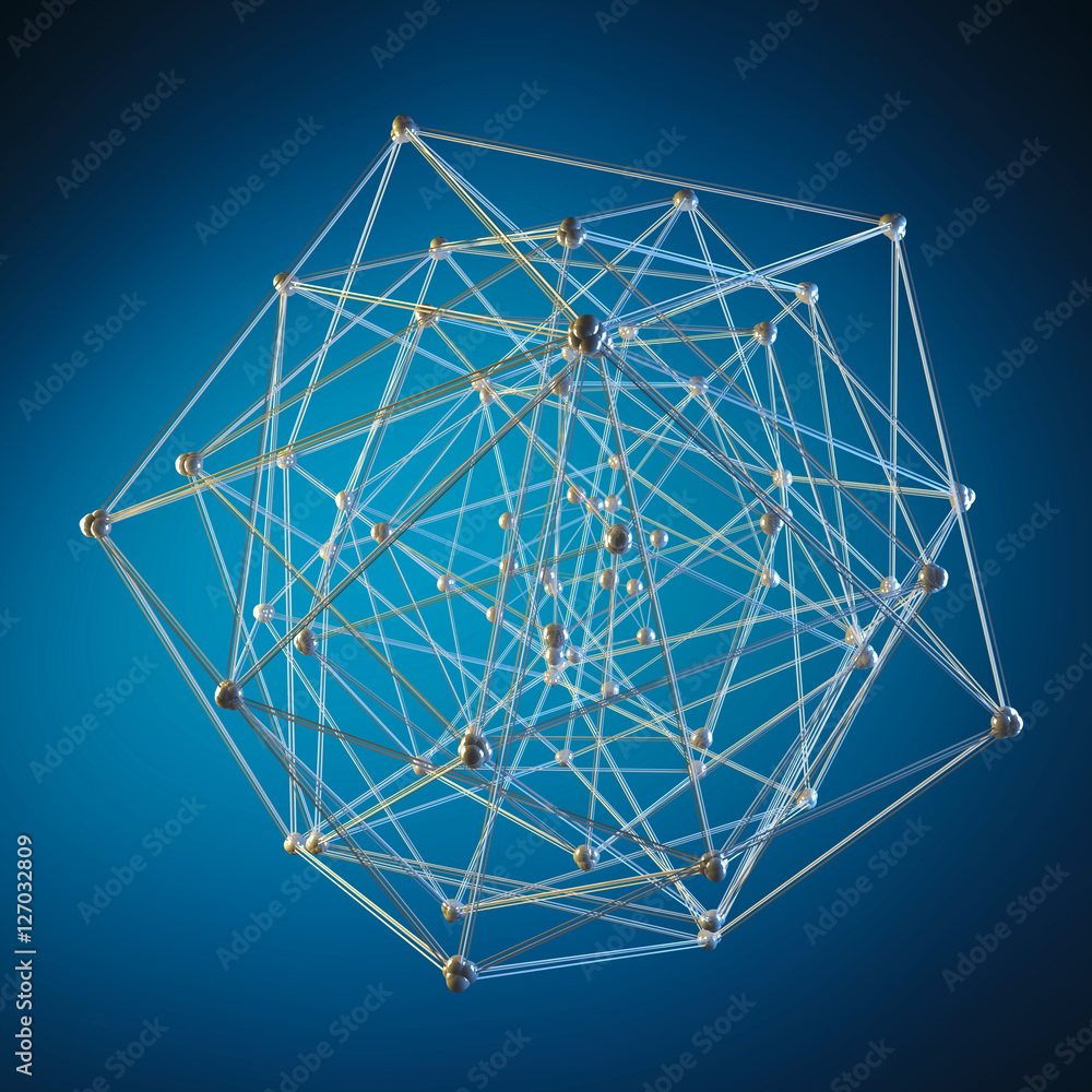 Abstract sphere with dots and lines 3D rendering Abstract sphere with dots and lines 3D rendering