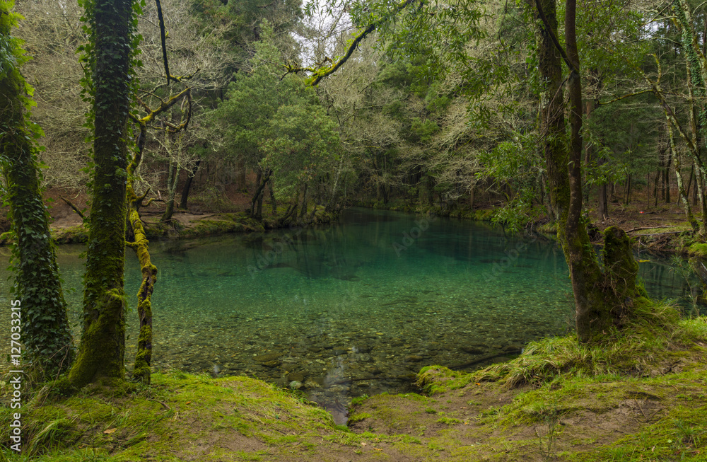 lake in the mountain with green transparent water lake in the mountain with green transparent water