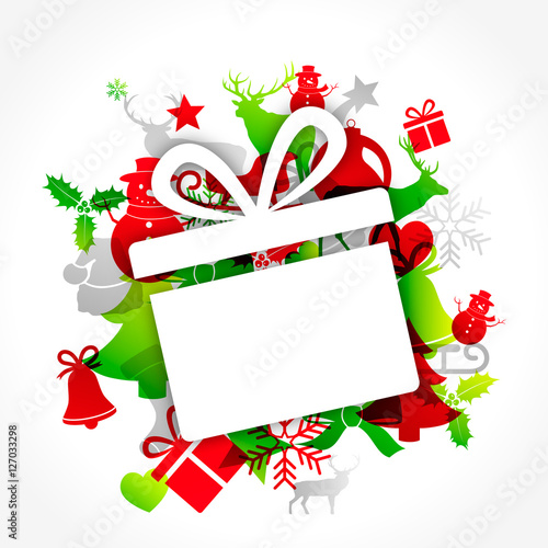 Christmas gift background with copy space and decorations