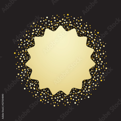 Blank card with gold glitter on black background