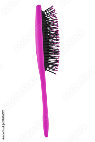 Elegant pink hair comb brush with handle, isolated