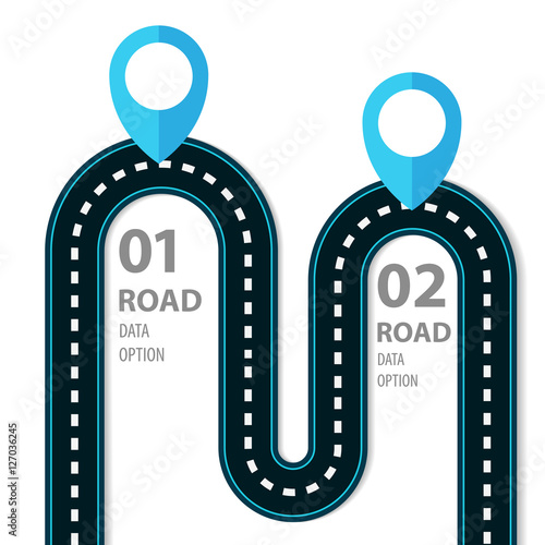 Road infographic with ways set and elements
