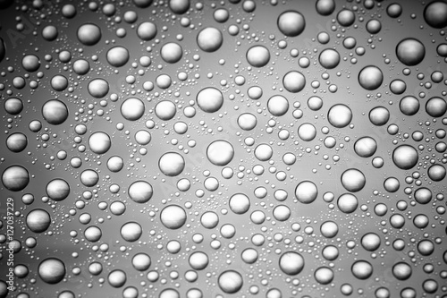 water drops of on treat water-repellent surface in macro lens shot small-DOF for screen wallpapers