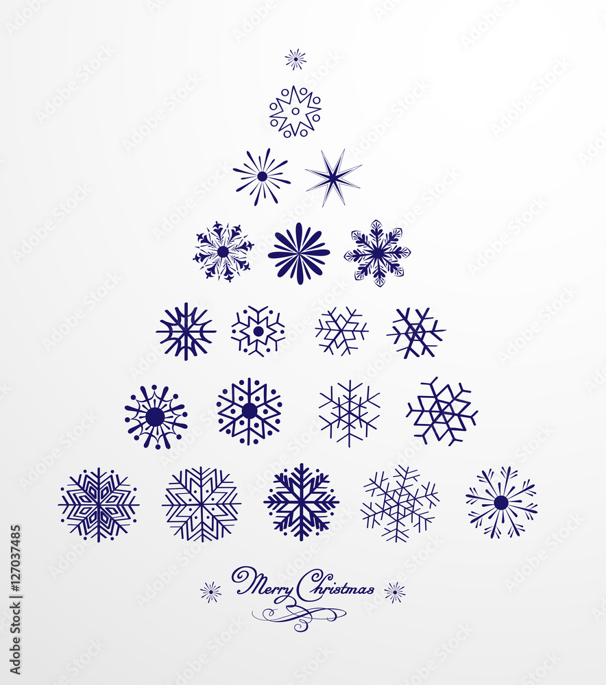Set of vector snowflakes. Marry Christmas calligraphy Set of vector snowflakes. Marry Christmas calligraphy