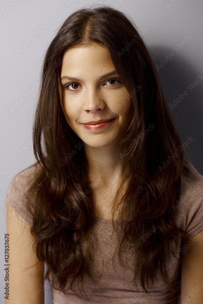 Closeup portrait of young brunette Closeup portrait of young brunette