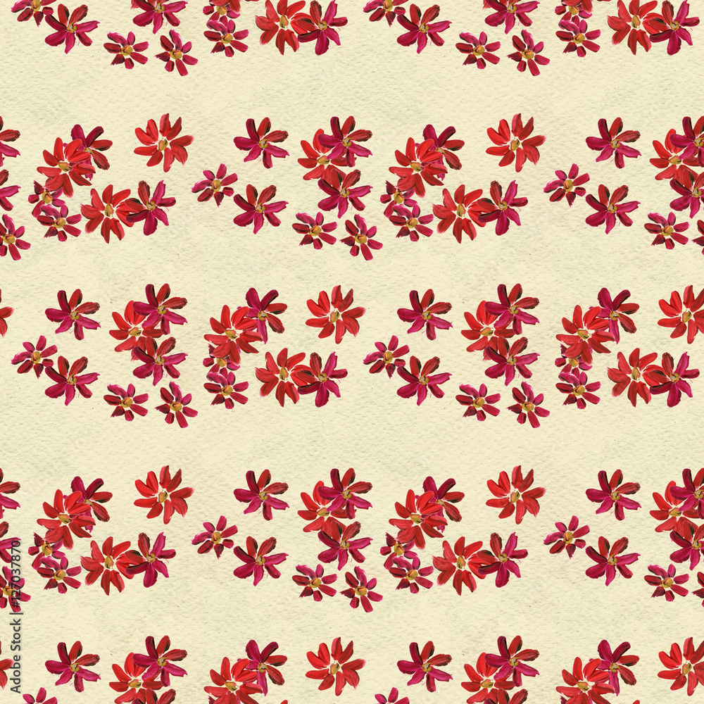 Obraz premium Seamless pattern with red flowers