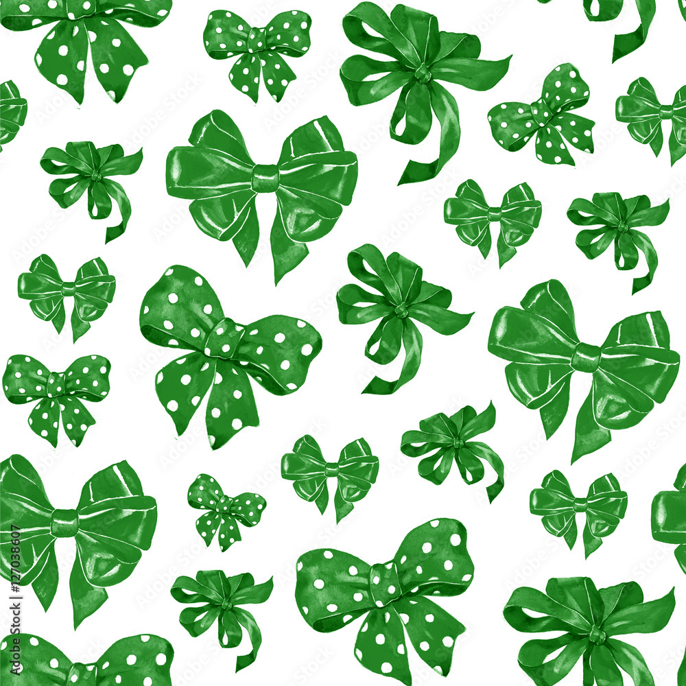 seamless pattern with watercolor drawing green bows seamless pattern with watercolor drawing green bows