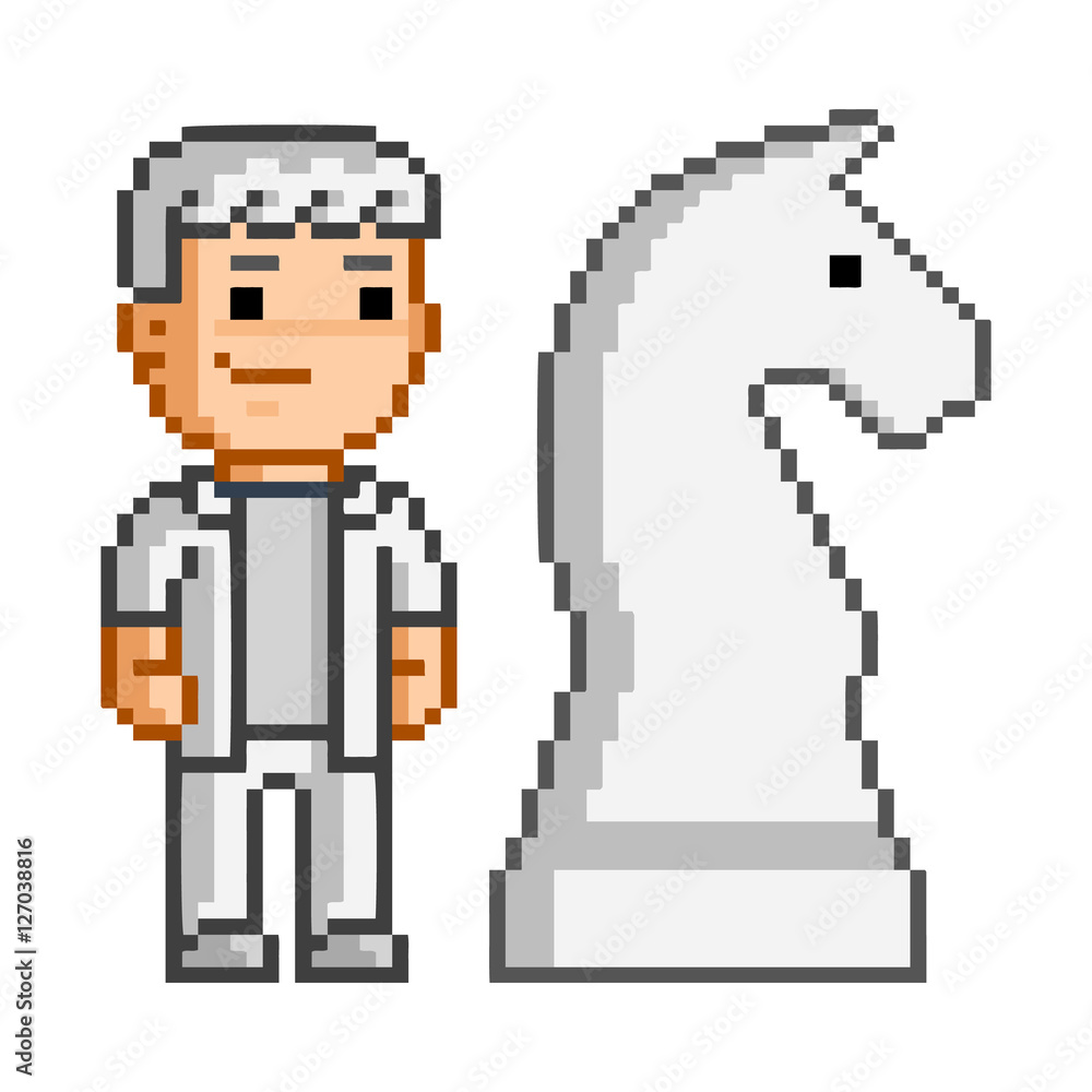 Obraz premium Vector 8 bit pixel art chess for design