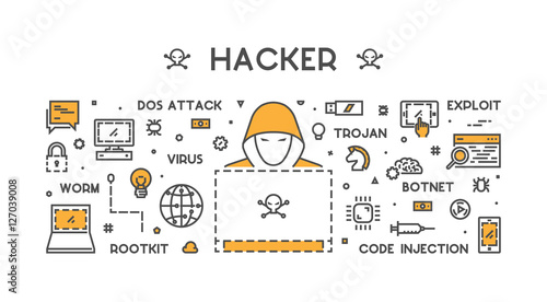 Vector concept of hacking and cyber crimes