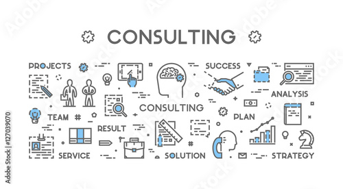 Vector line concept for business consulting
