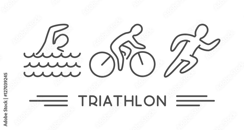 Vector line logo triathlon on white background Vector line logo triathlon on white background