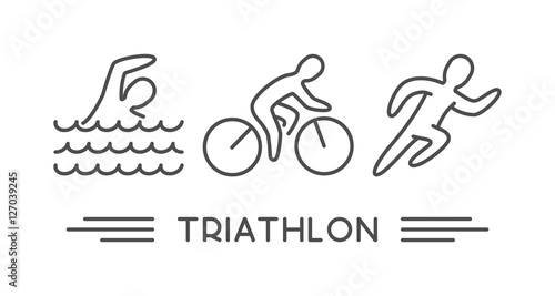 Vector line logo triathlon on white background