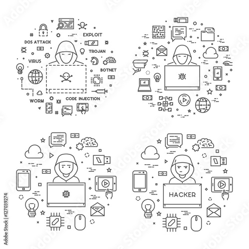 Concept vector hacker and internet crime