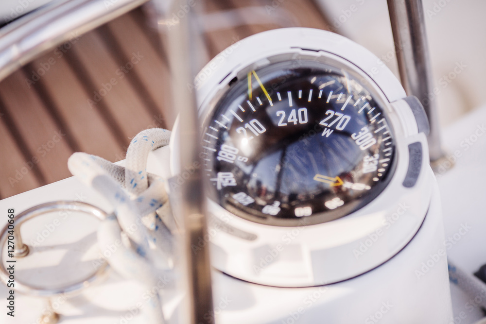 Fototapeta premium nautical compass on yacht