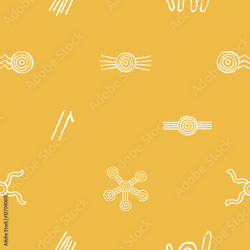 seamless pattern with symbols of Australian aboriginal art for your design