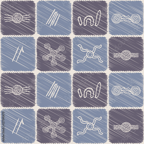 seamless pattern with symbols of Australian aboriginal art for your design