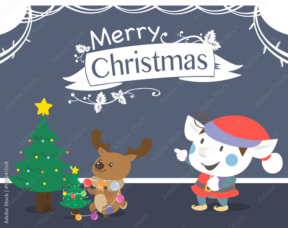 Christmas and New Year Vector greeting card