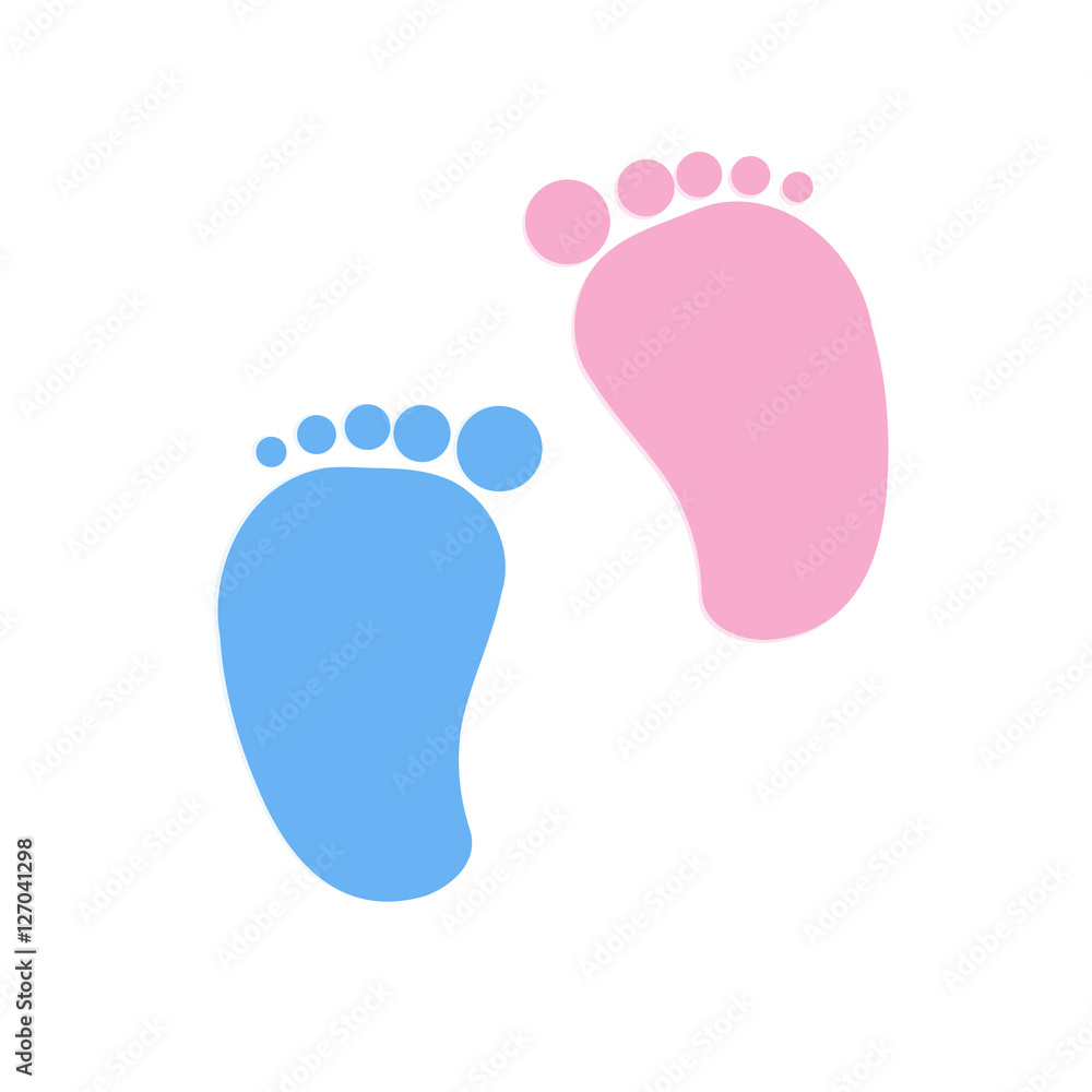 Baby footprints twin baby girl and boy vector Baby footprints twin baby girl and boy vector