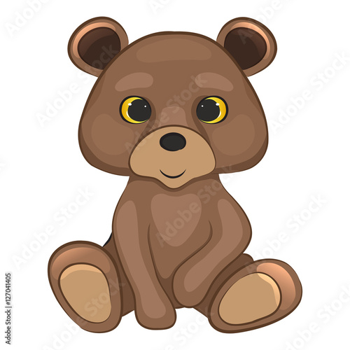 Cute cartoon bear cub. Forest animal. Isolated on a white background. Vector illustration.