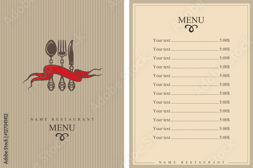 restaurant menu design with fork, spoon and knife
