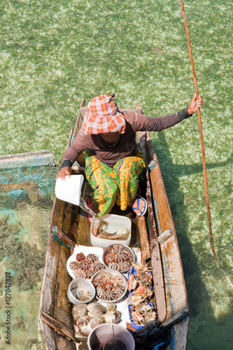 Bajau woman without a face - Mabul island, Borneo, Sabah, Malays photo