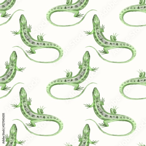 Lizard. Watercolor seamless pattern. Art background 5