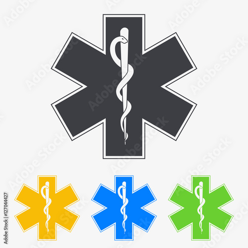 Icono plano simbolo medicina en varios colores