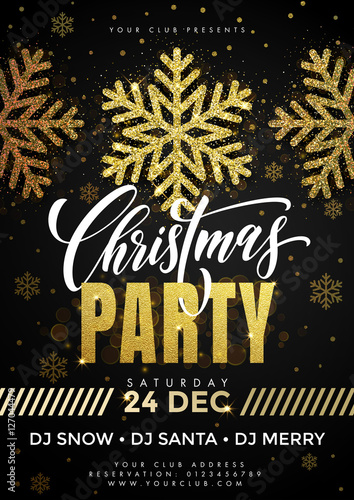 Christmas Party placard with snowflakes pattern