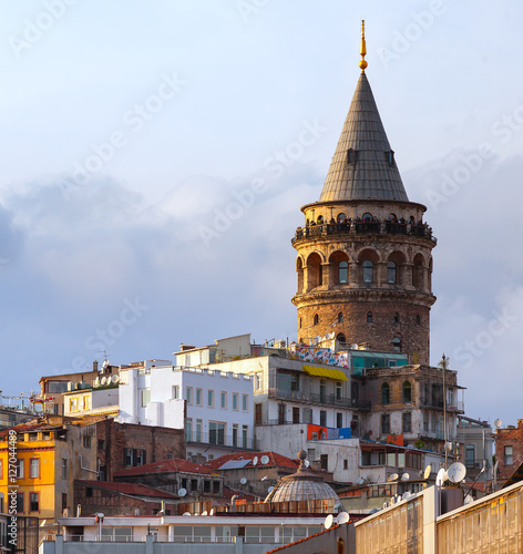 cityscape with Galata Tower over the Golden Horn in Istanbul, Turkey.