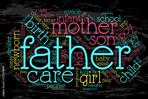 Father. Word cloud, grunge background. Family concept.