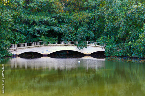 Sham Bridge at Thousand Pound Pond in Hampstead Heath, London photo