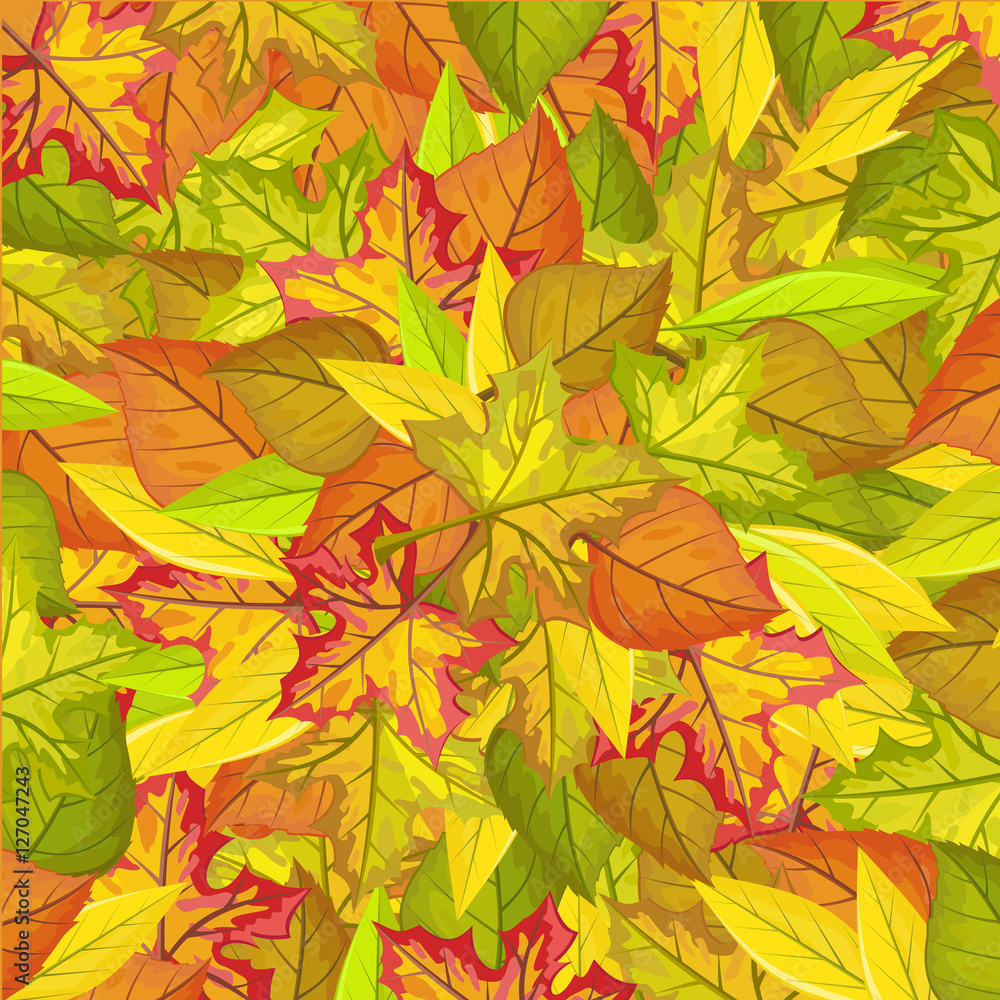 Seamless Pattern with Autumn Leaves. Autumnal Fall