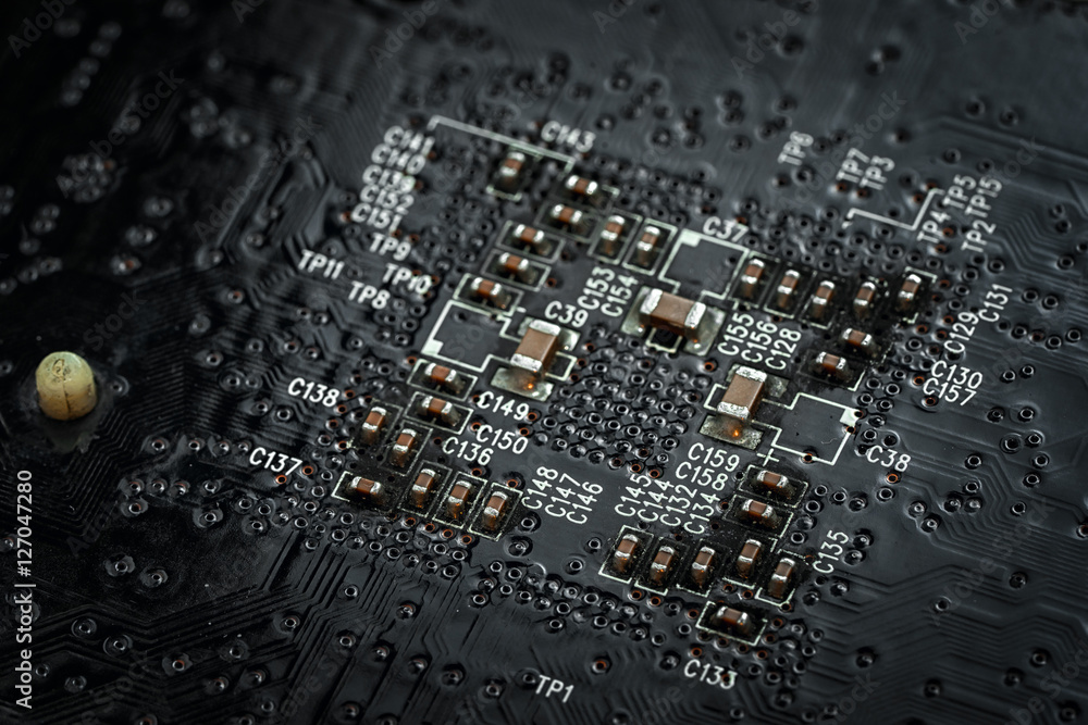 Black circuit board close up Black circuit board close up
