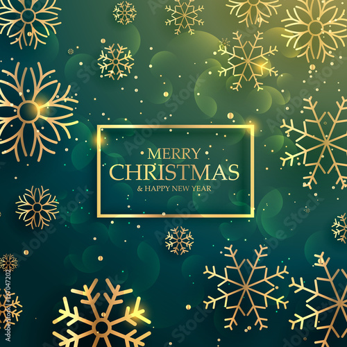 beautiful premium golden snowflakes background for merry christm