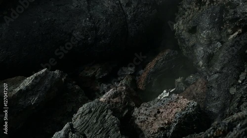 Frozen lava flow resulting from eruption Flat Tolbachik in 2012 stock footage video