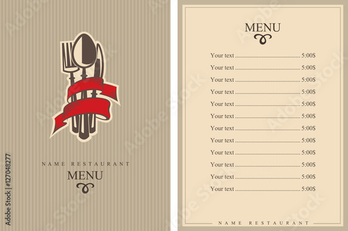 restaurant menu design with fork, spoon and knife