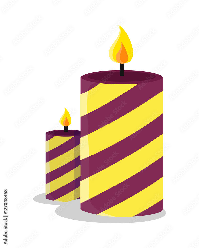 Striped Holiday Candles Isolated on White. Vector Striped Holiday Candles Isolated on White. Vector
