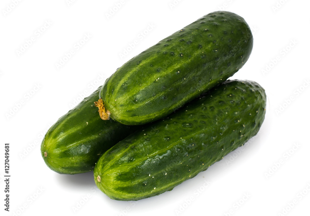 Fresh Green Cucumbers Isolated on White Background Fresh Green Cucumbers Isolated on White Background