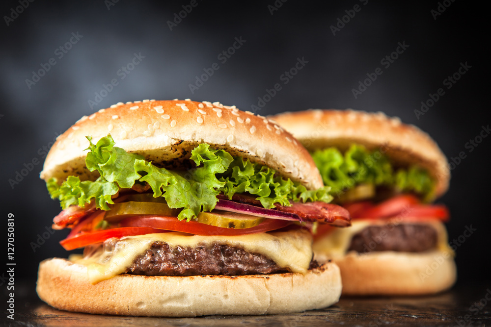 Delicious grilled burger Delicious grilled burger