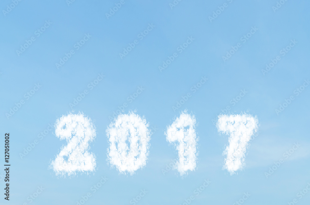 Cloud shape number 2017 on blue sky Cloud shape number 2017 on blue sky