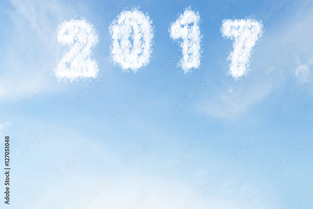 Cloud shape number 2017 on blue sky Cloud shape number 2017 on blue sky